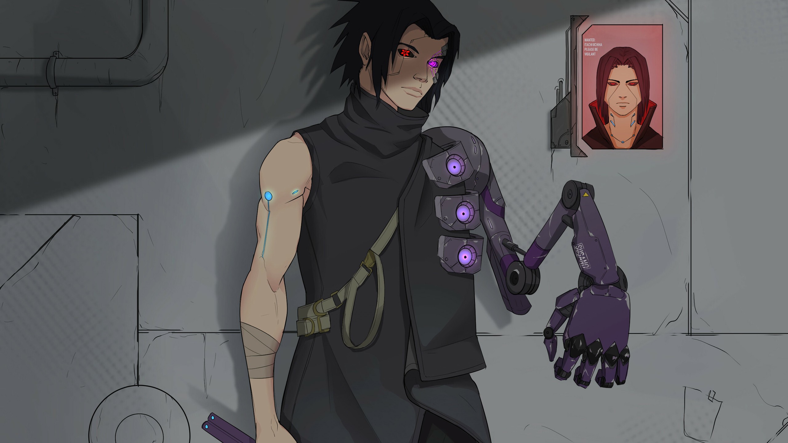 Cyberpunk Itachi Uchiha Sasuke Uchiha HD Naruto Wallpaper