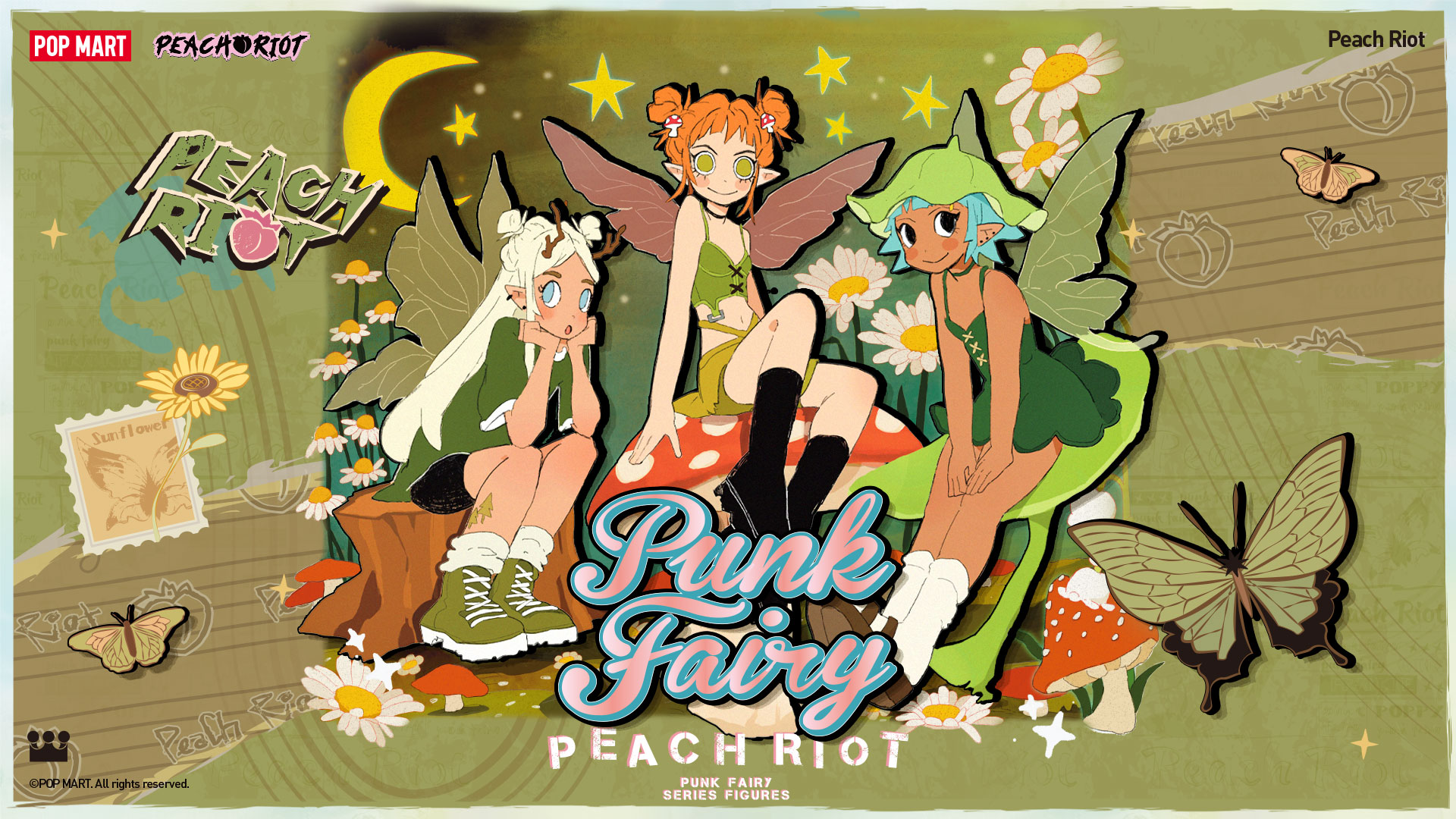 POP MART Peach Riot Punk Fairy Series Figures, 12PCs Peach Riot Blind Box Figures, Random Design Action Figures Collectible Toys Home Decorations, Holiday Birthday Gifts for Girls and Boys, Whole Set