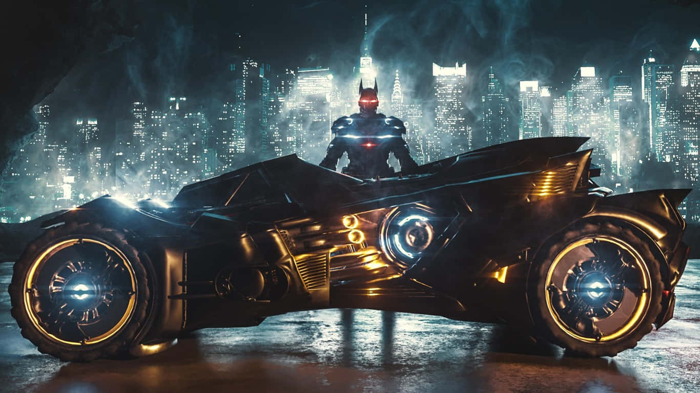 Download 1366x768 Batmobile Background Bright City