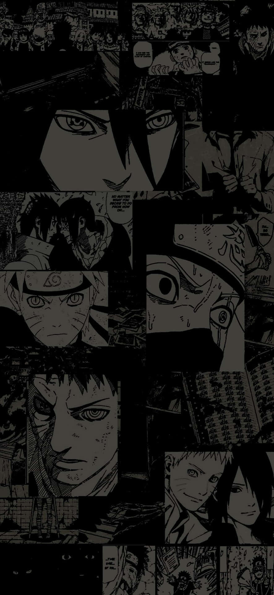Download Naruto Characters Collage Dark Theme Wallpaper