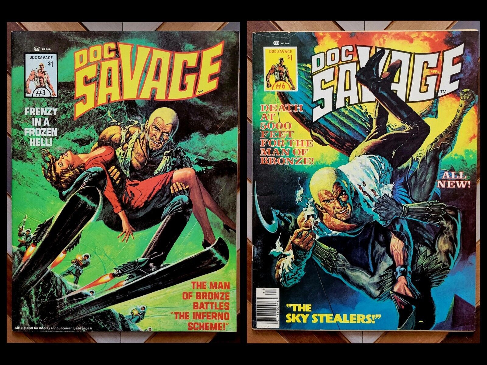 DOC SAVAGE MAGAZINE & 6 (Marvel 1976) Painted Covers Custom Bundle Set Of 2. Comic Books Age, Marvel HipComic