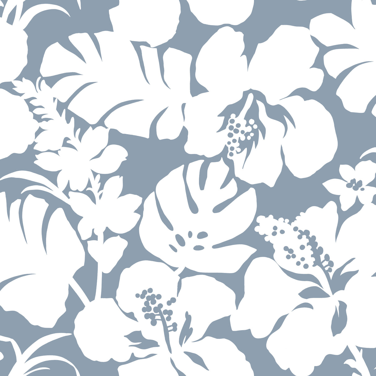 York Wallcoverings Hibiscus Arboretum Blue Wallpaper