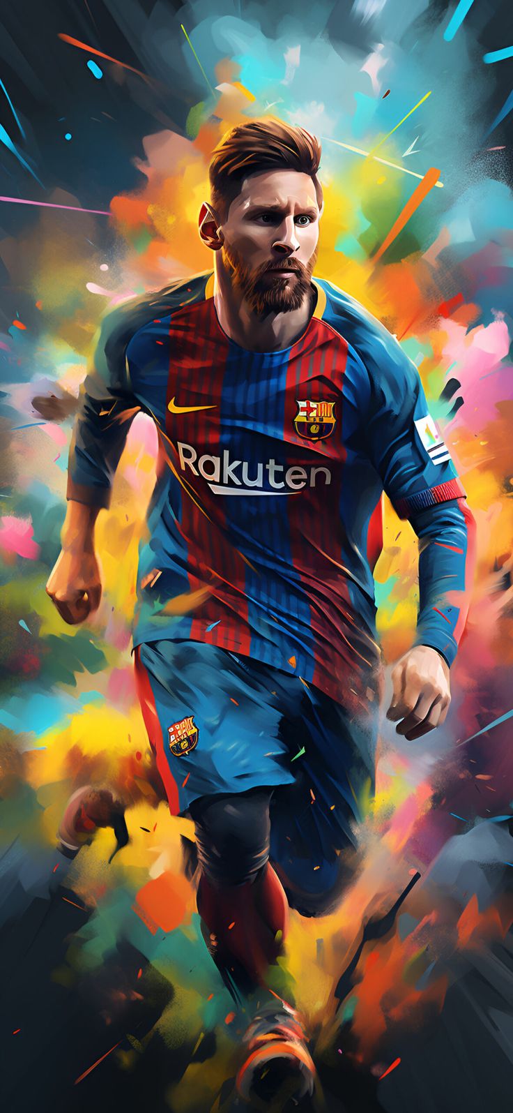 Lionel Messi in Barcelona Uniform Art Wallpaper