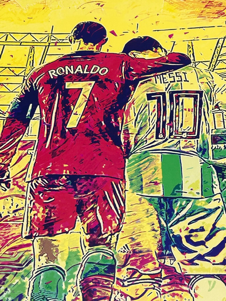 Ronaldo Messi Inspirational Metal Art Poster 17.7 x 12.6 Matte Displate Magnet