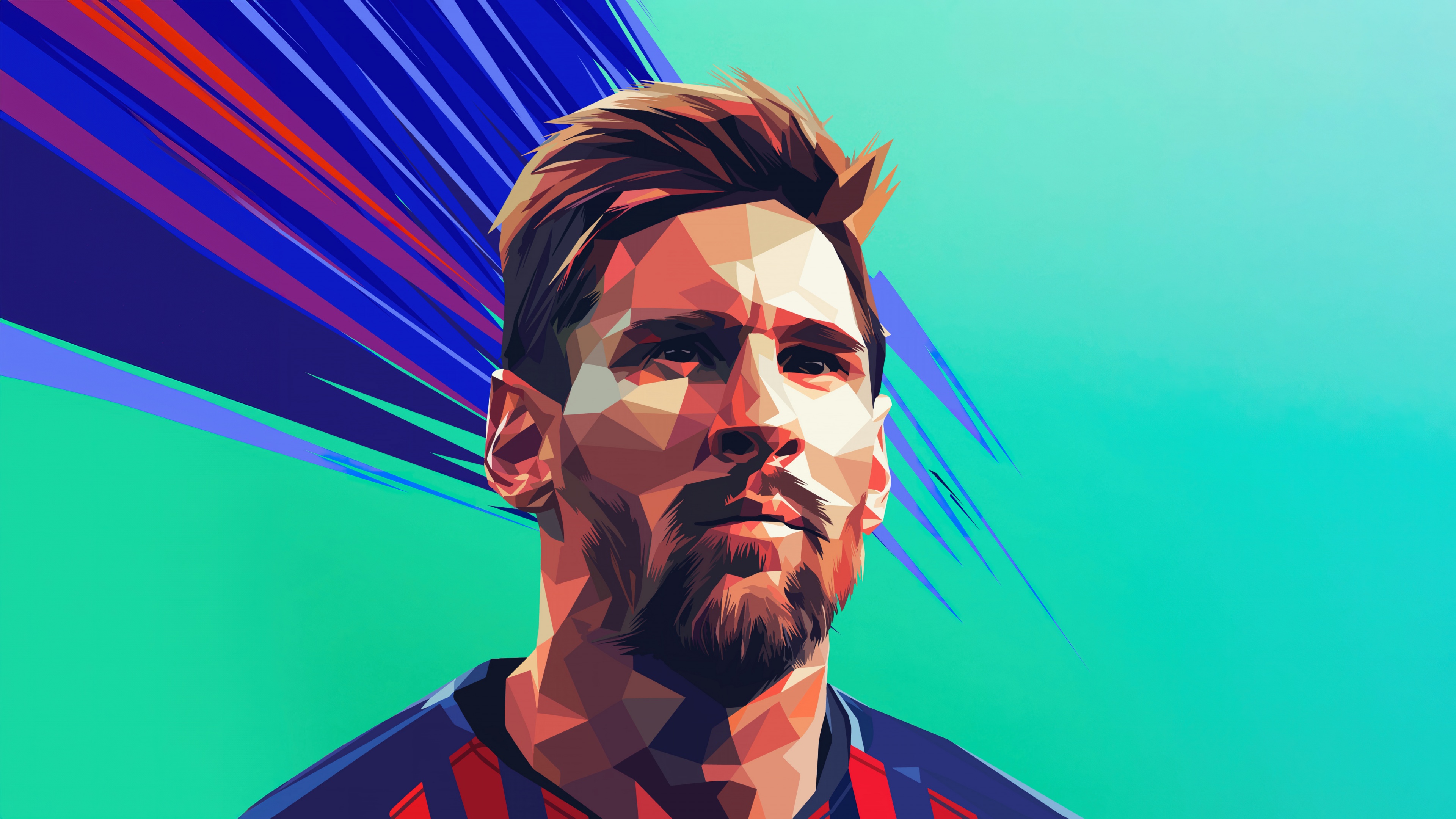 Lionel Messi Wallpaper 4K, Low poly, Portrait, 5K