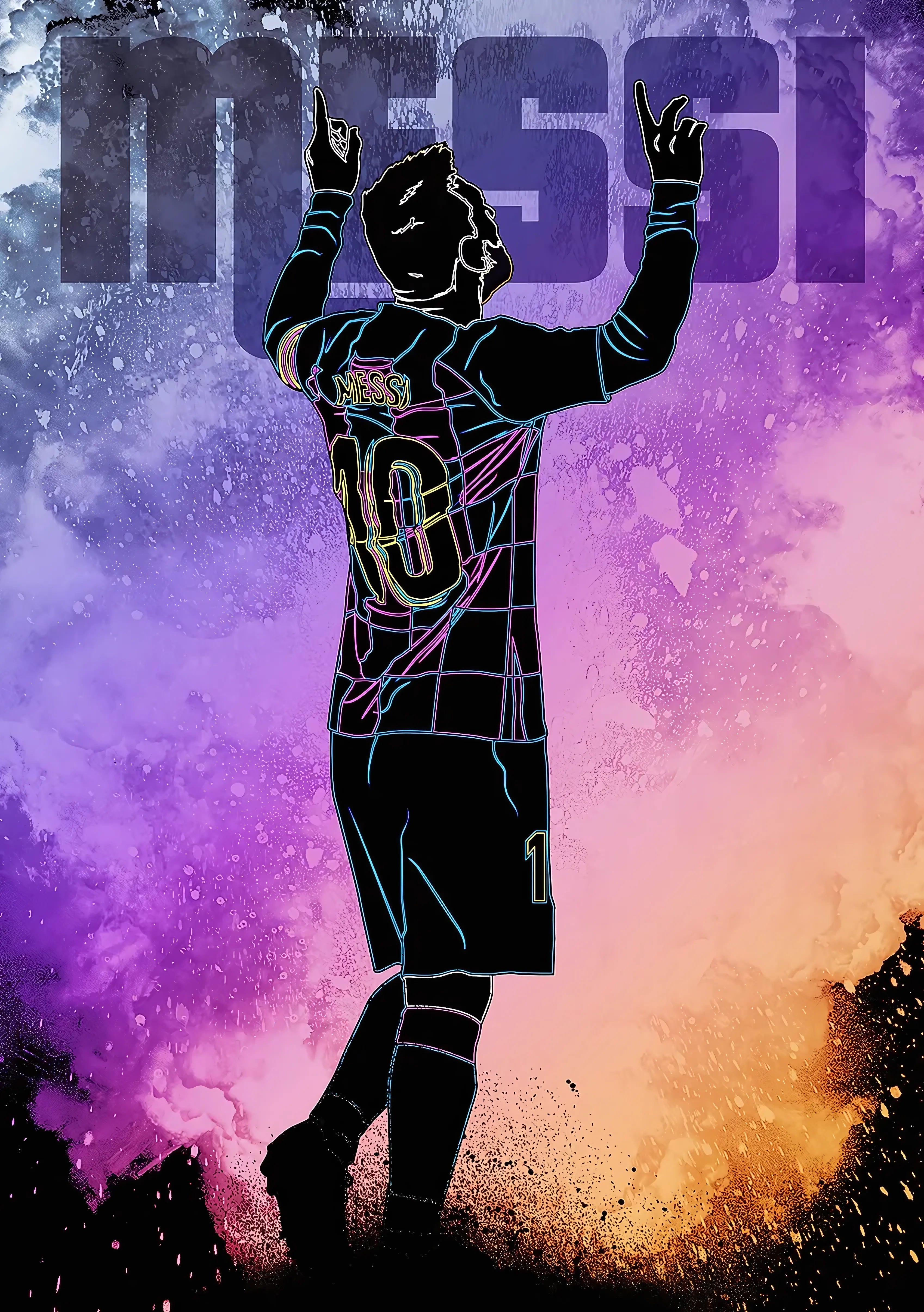 Lionel Messi Neon Tribute Poster