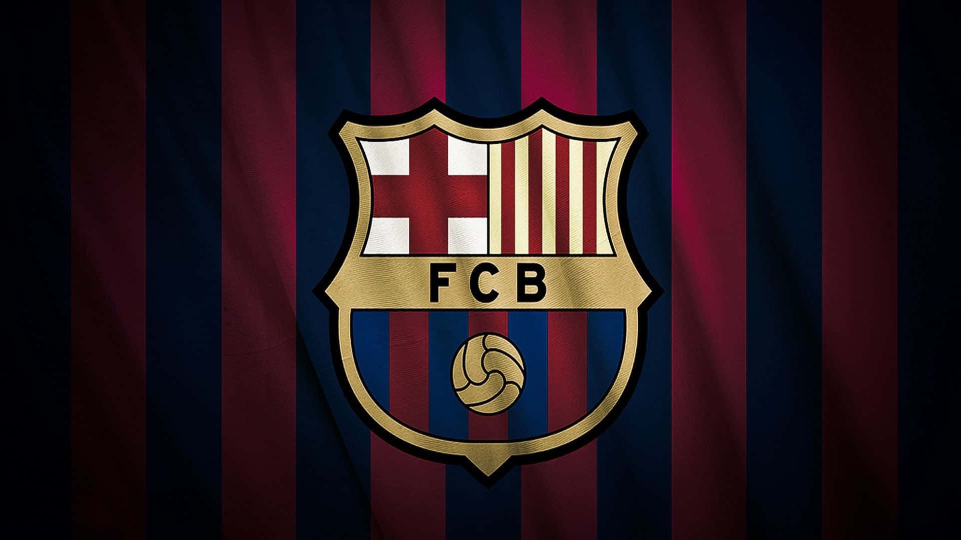Download FC Barcelona Logo Stamped On Flag Desktop Wallpaper