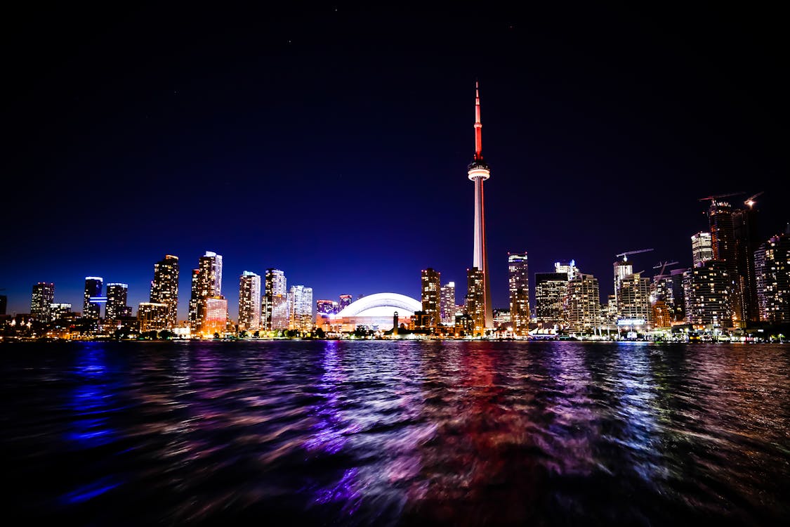 Cn Tower in Toronto Canada at Night · Free