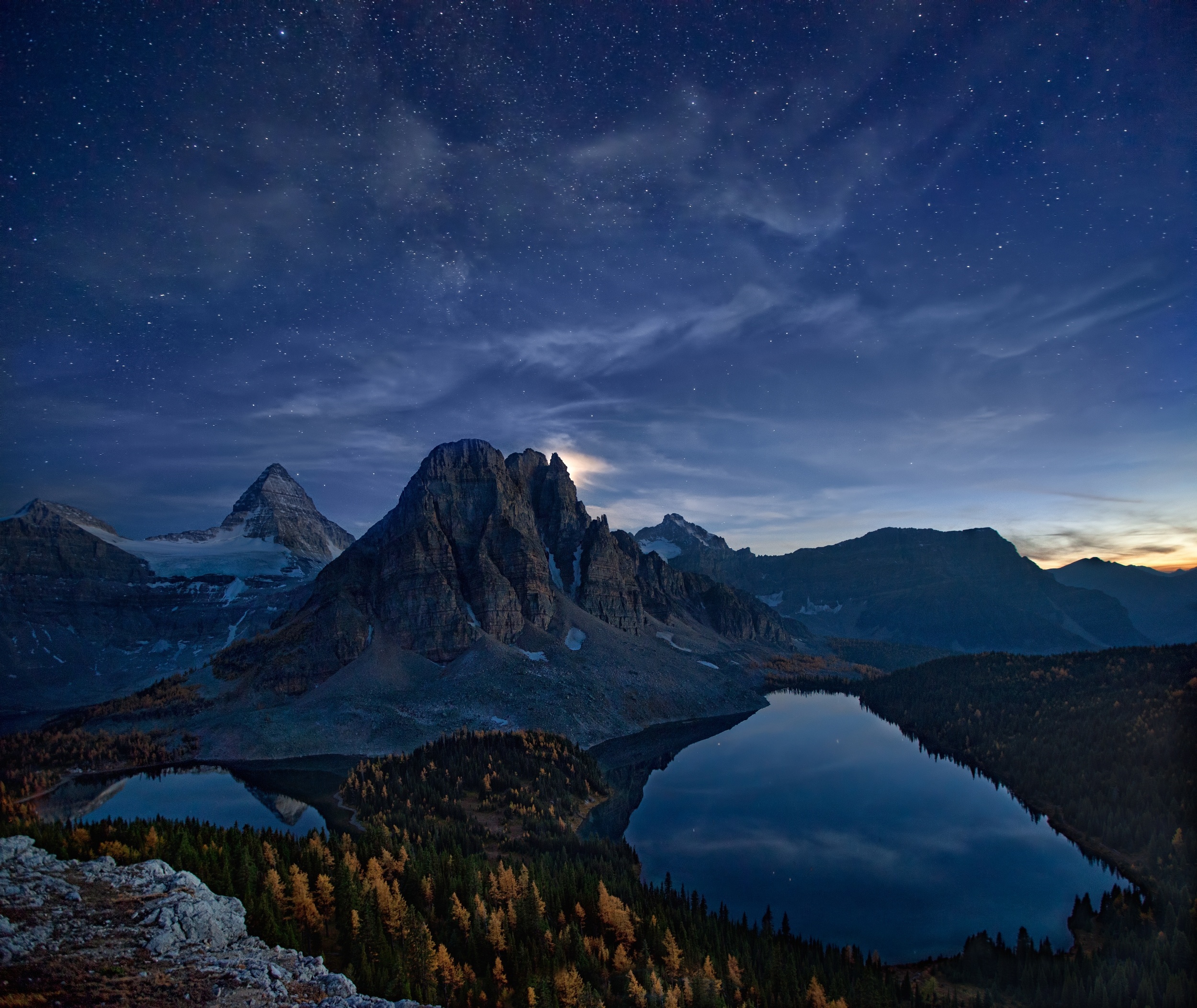 Wallpaper autumn, the sky, stars, mountains, night, lake, rocks, Canada for mobile and desktop, section пейзажи, resolution 2500x2106