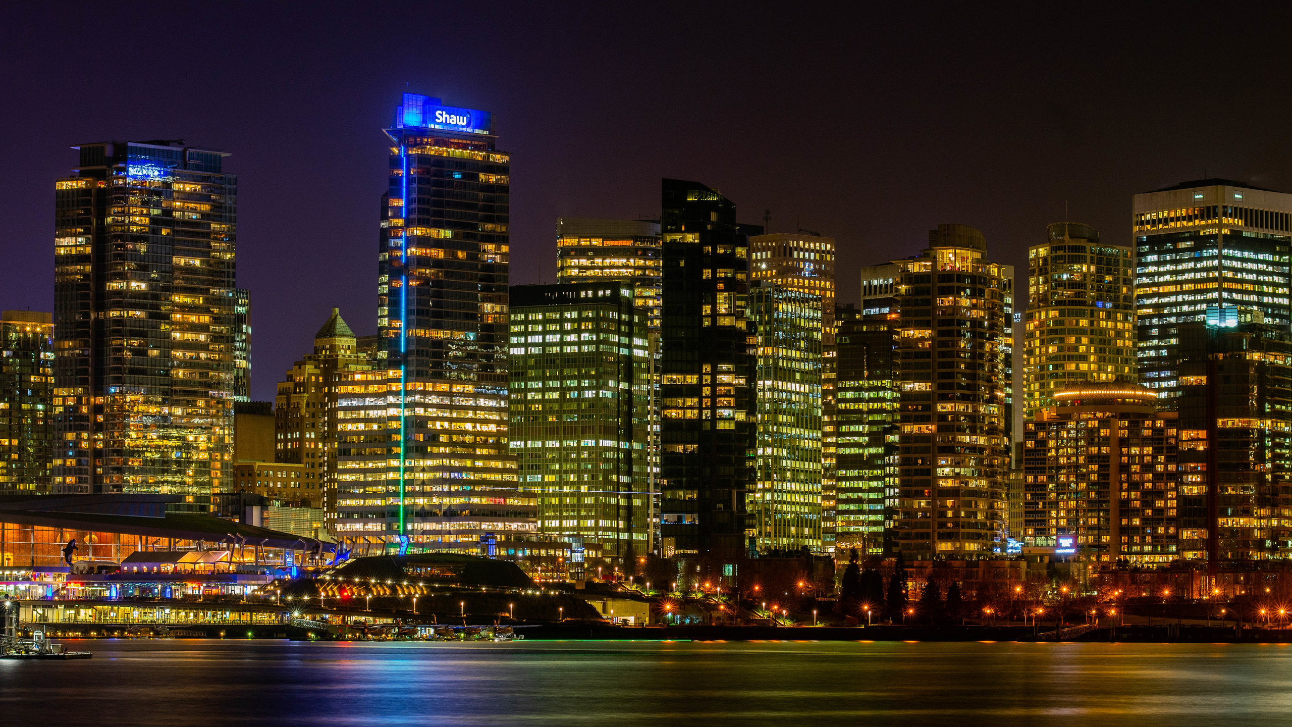 Canada Building City Night Skyscraper Vancouver HD Travel Wallpaper