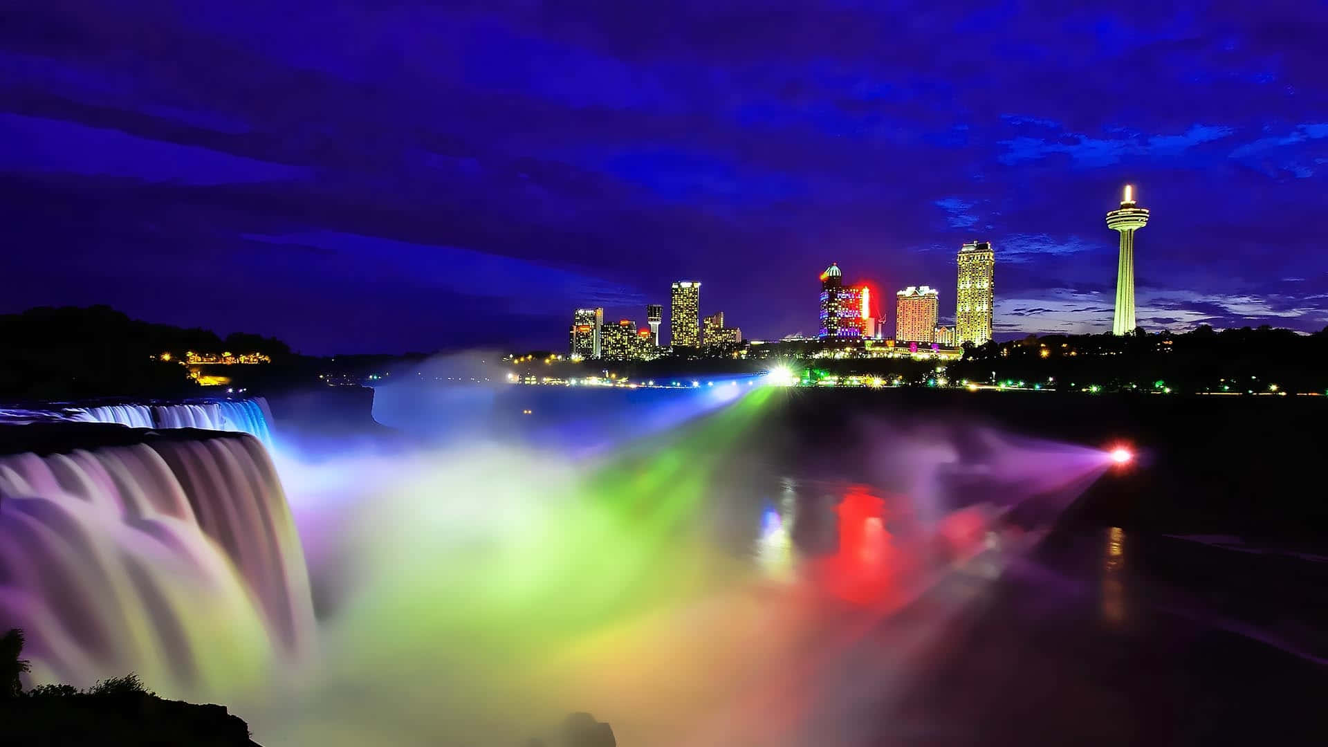 Download Captivating Lights Display on Niagara Falls, Canada Wallpaper