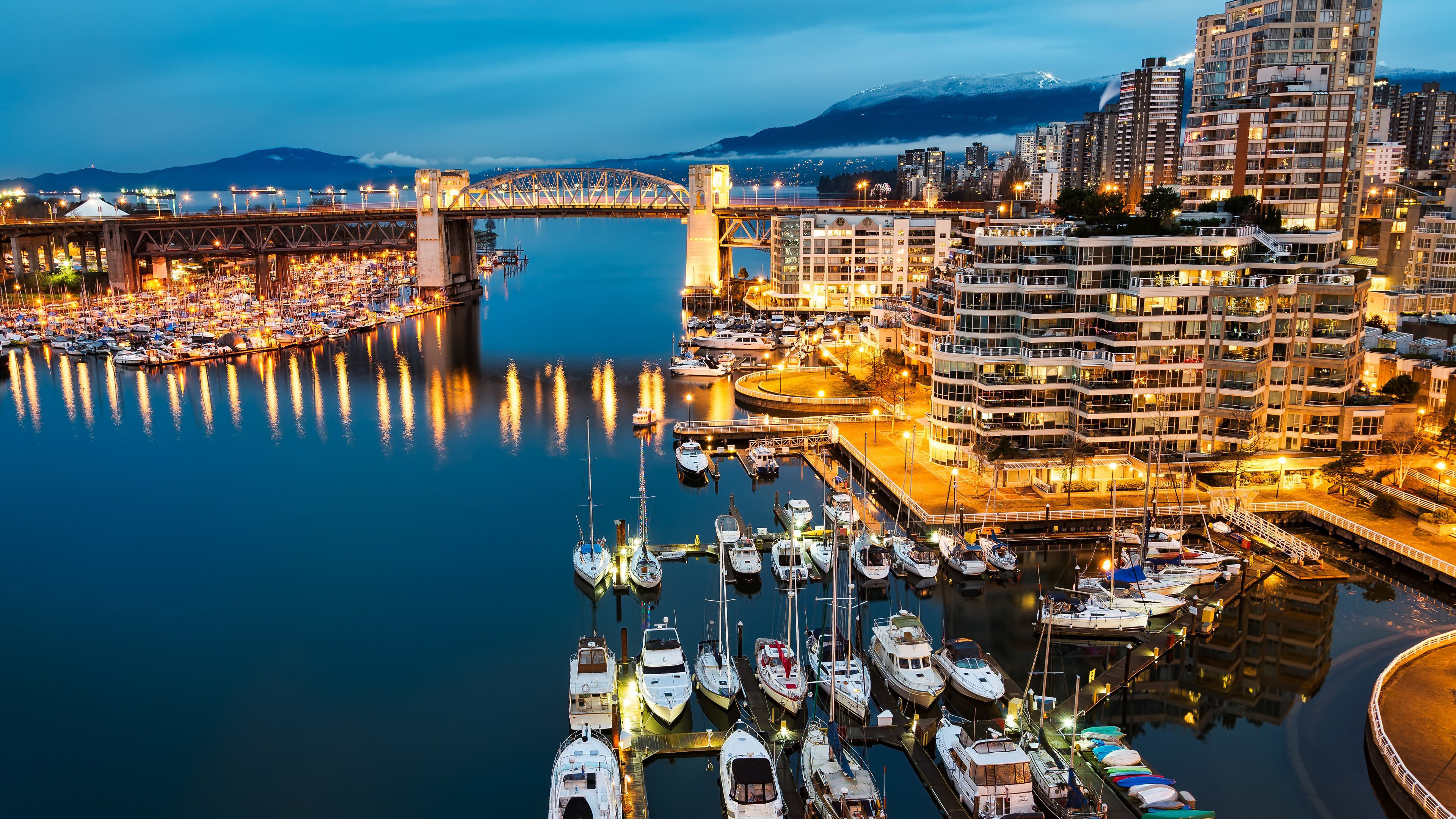 Granville Island Night In Canada 4K HD Canada Wallpaper