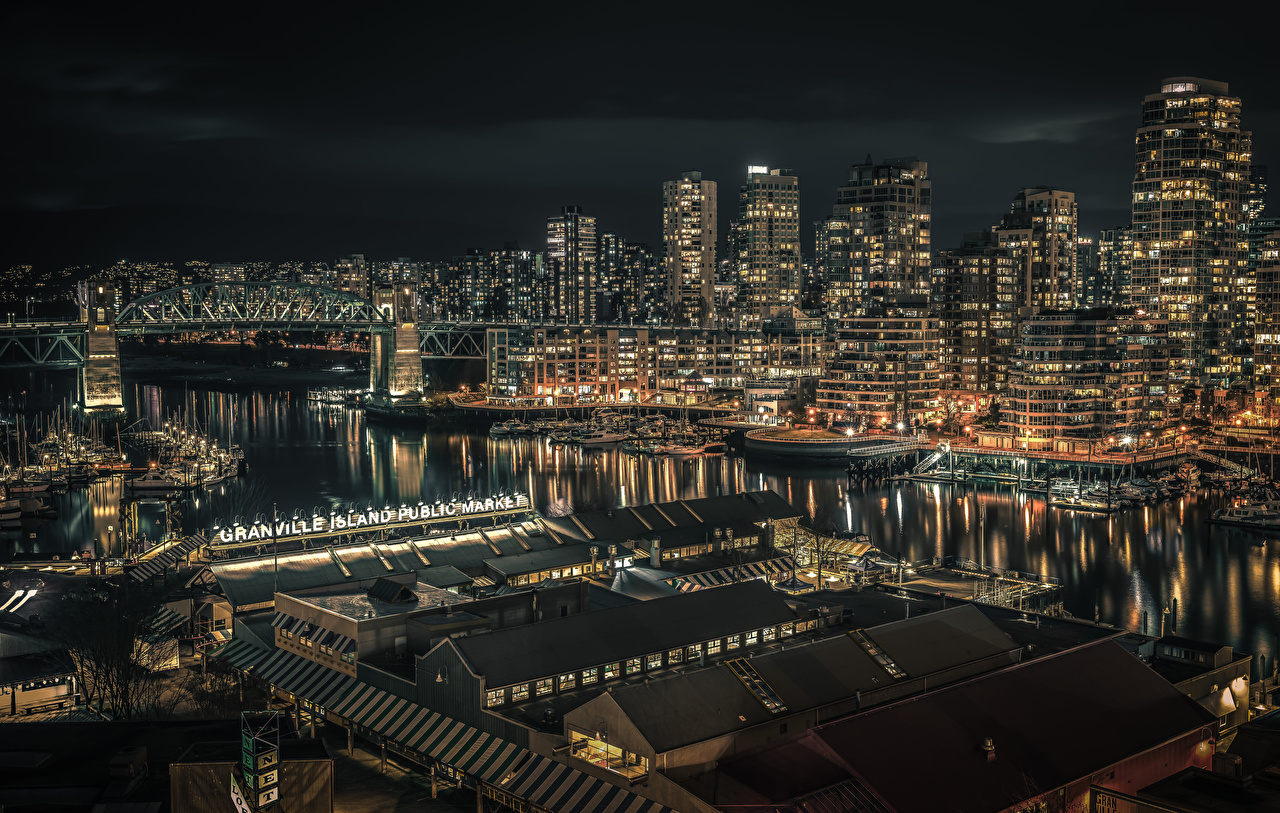 Picture Vancouver Canada Night Houses Cities