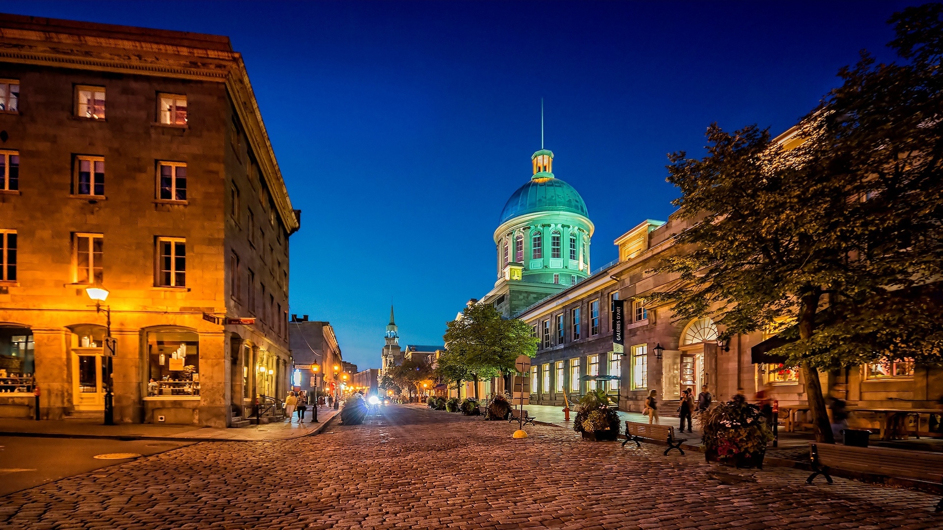 Download Street Building Night City Canada Man Made Montreal HD Wallpaper