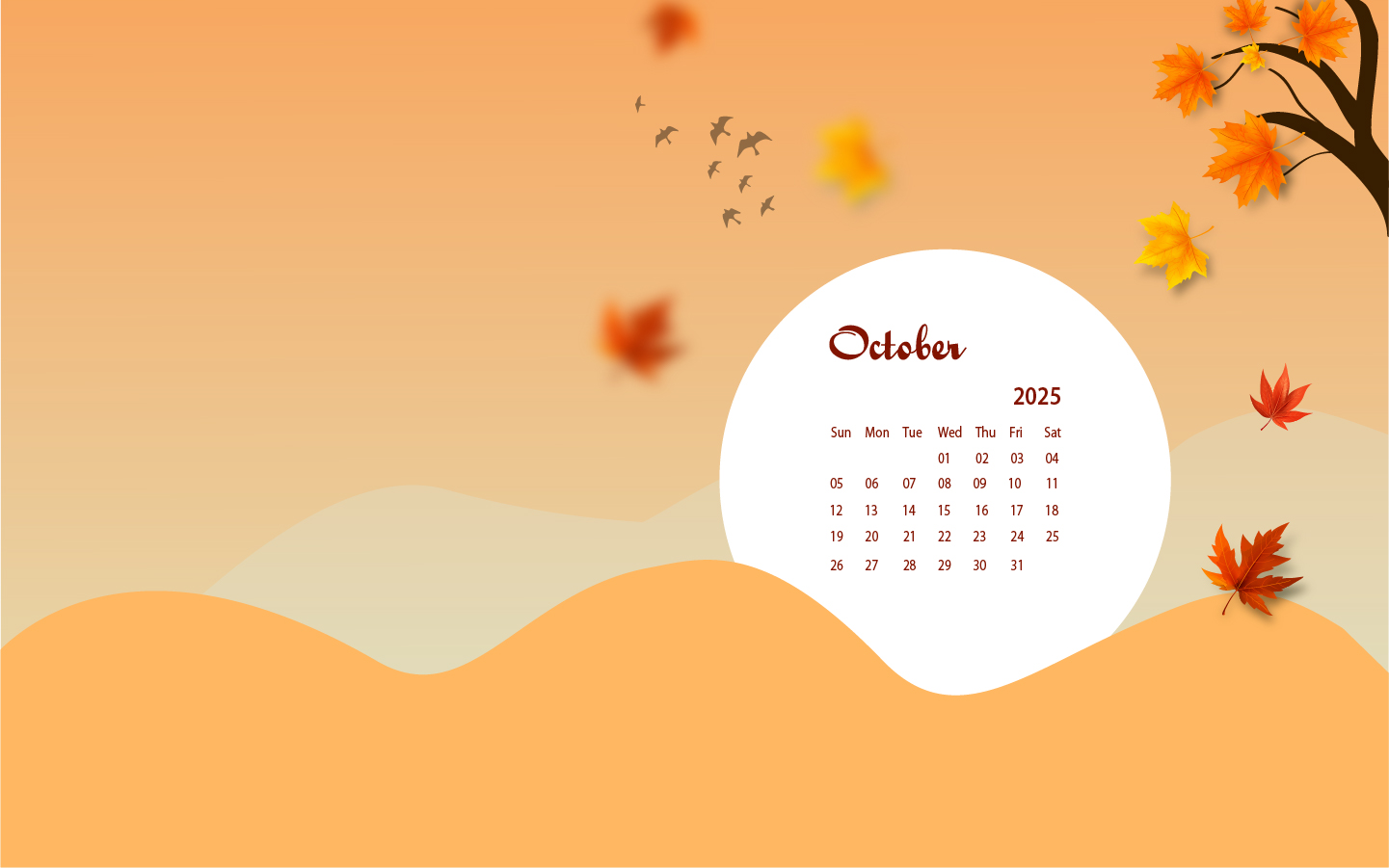 October 2025 Desktop Wallpaper Calendar
