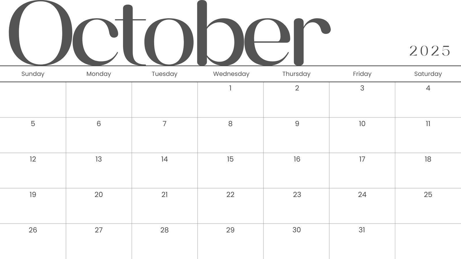 Free October 2025 calendar