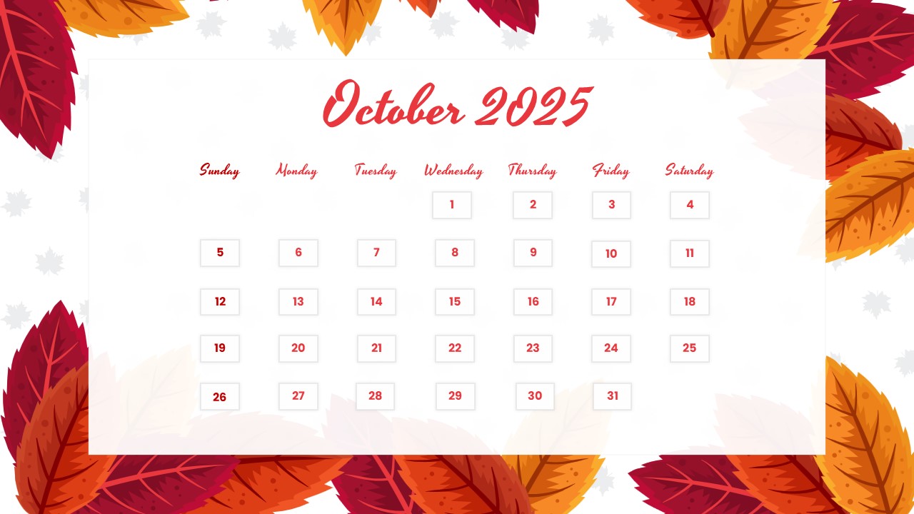 October 2025 Calendar