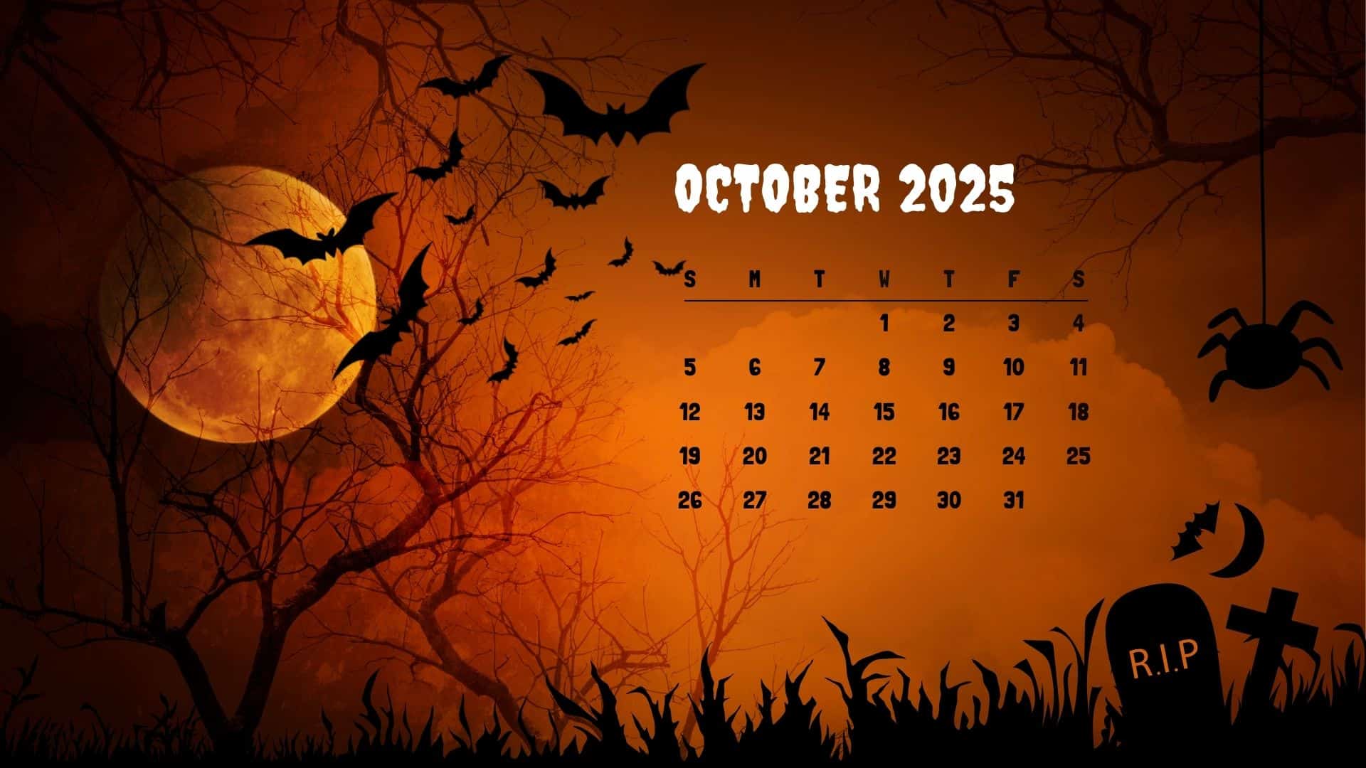 Calendar October 2025 Wallpaper HD