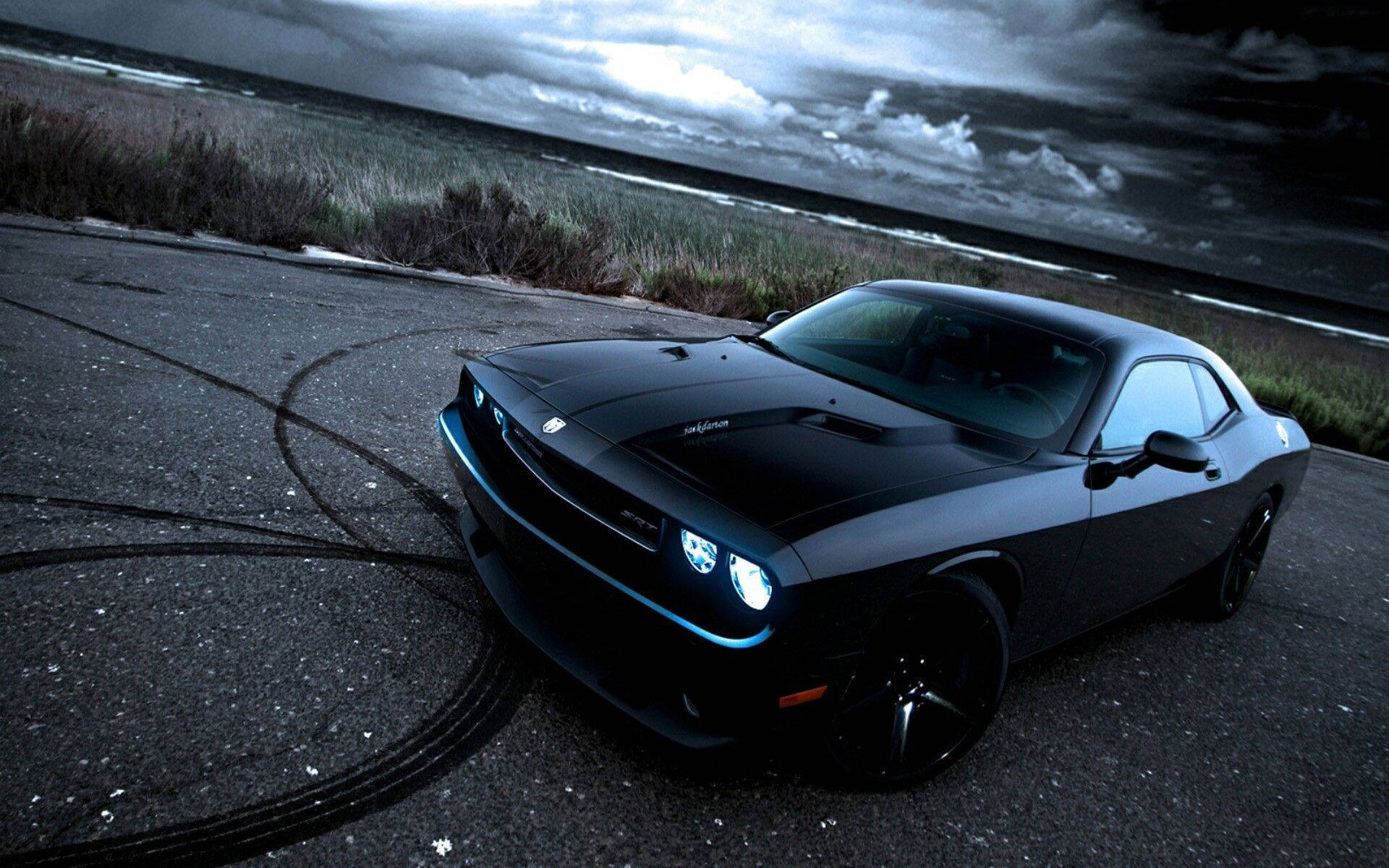 Download Dodge Challenger With White Headlights Wallpaper