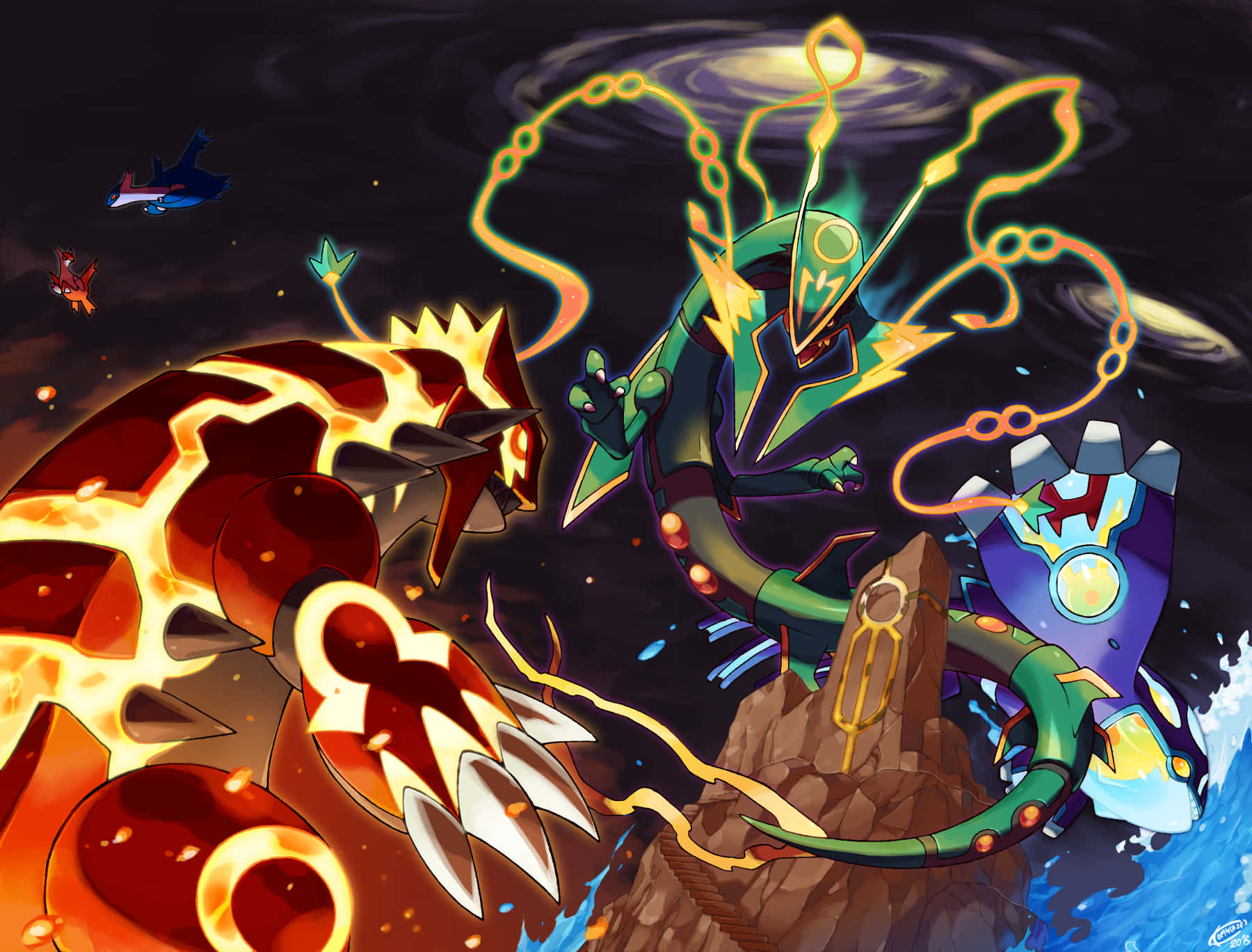 Download Primal Groudon, Kyogre, And Rayquaza Wallpaper