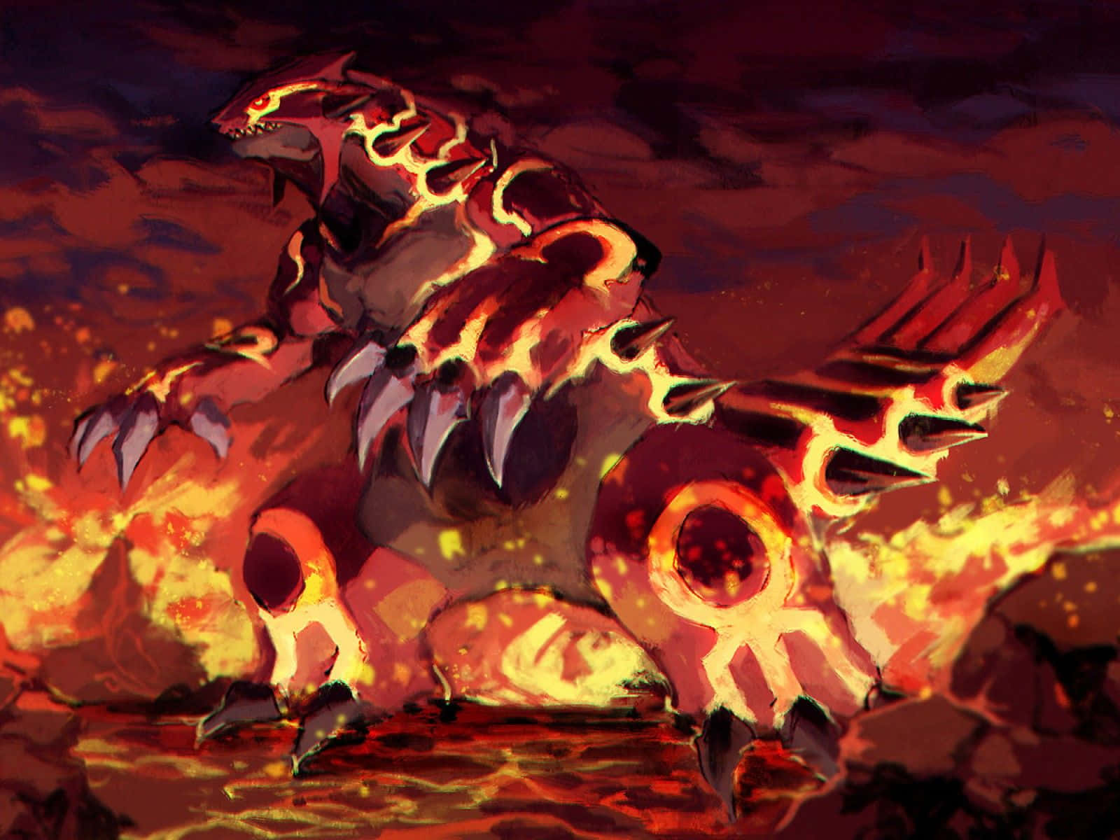 Download Primal Groudon Standing On Lava Wallpaper