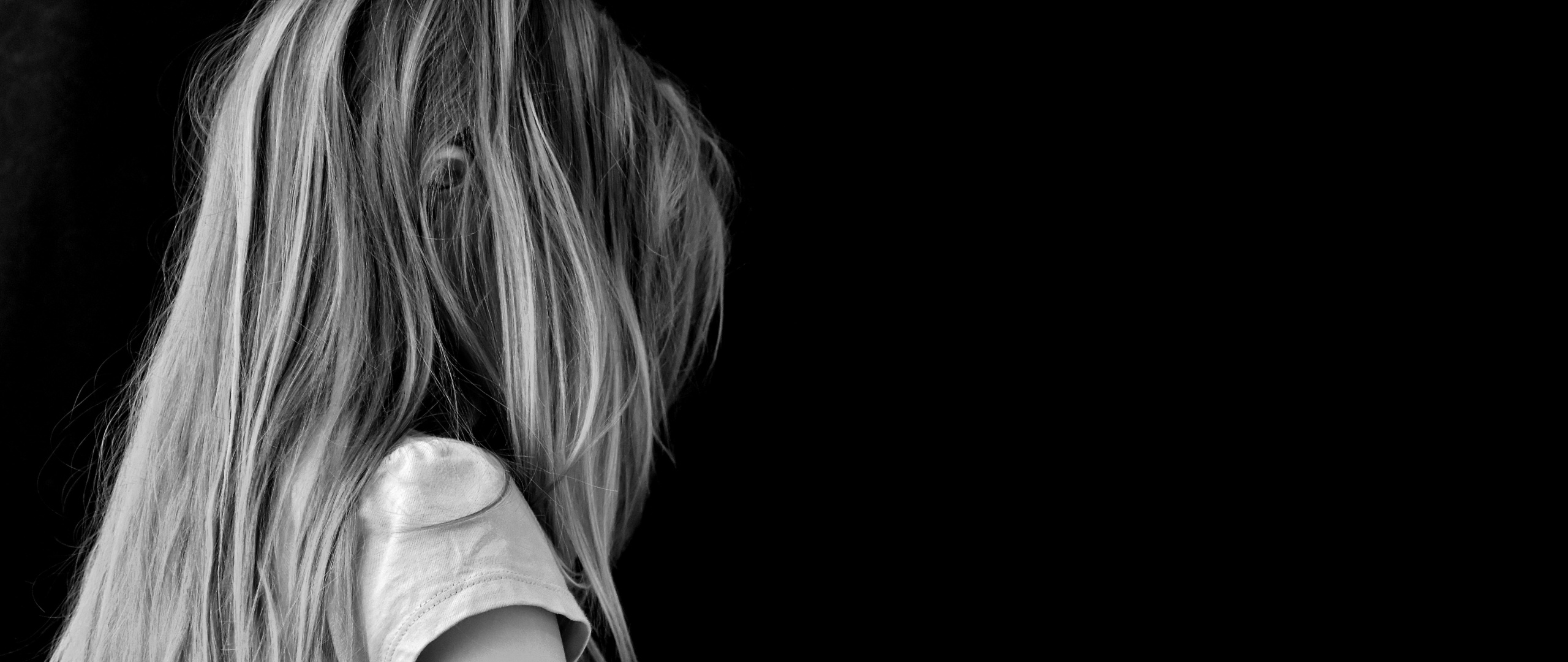 Sad girl Wallpaper 4K, Cute Girl, Black background