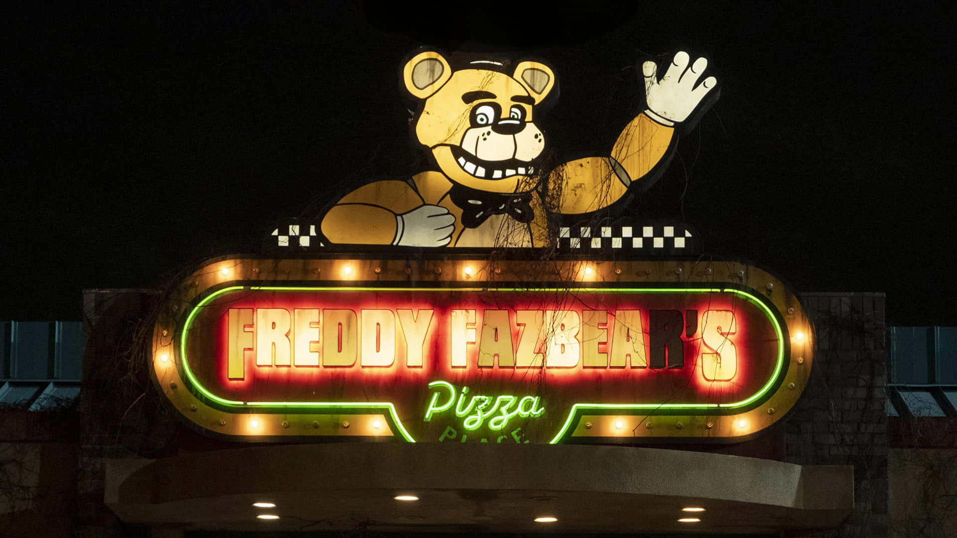 Descargar fondos de Cartel De Freddy Fazbear's Pizza Place De Noche