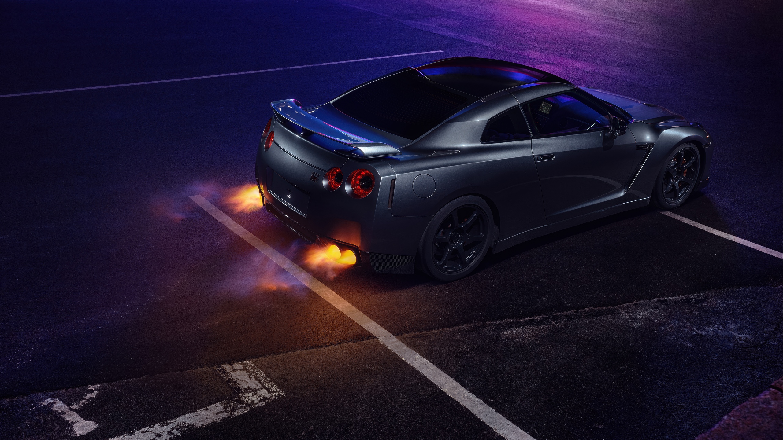 Nissan GT R R35 Wallpaper 4K, Dual Exhaust, 5K, Neon Lights