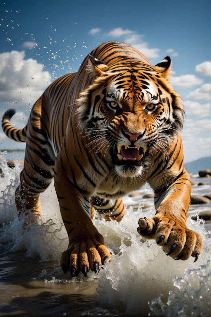 Tiger attacking