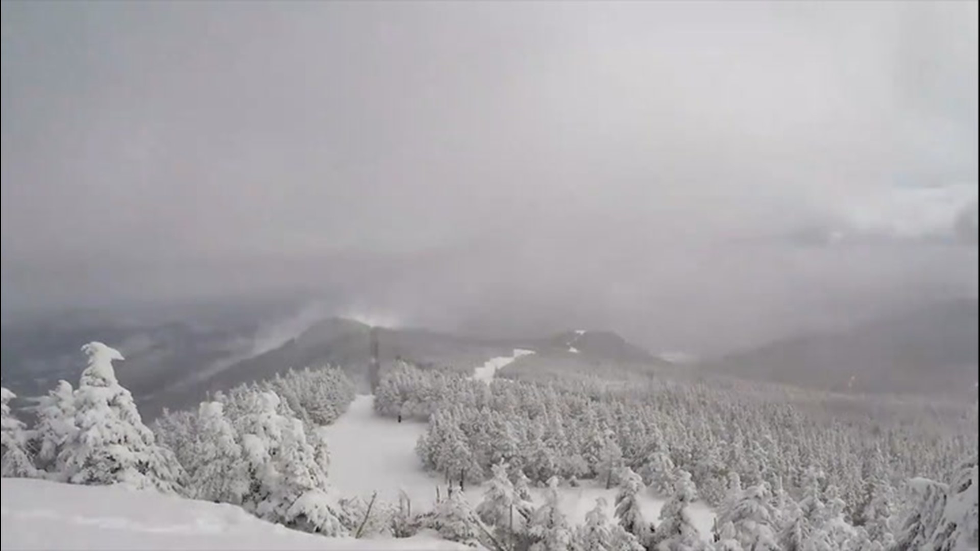 Timelapse video shows snow flurries from atop resort