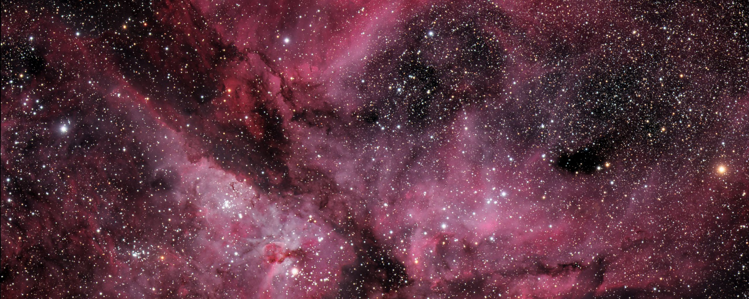 Download wallpaper 2560x1024 nebula, stars, pleiades, space, pink ultrawide monitor HD background