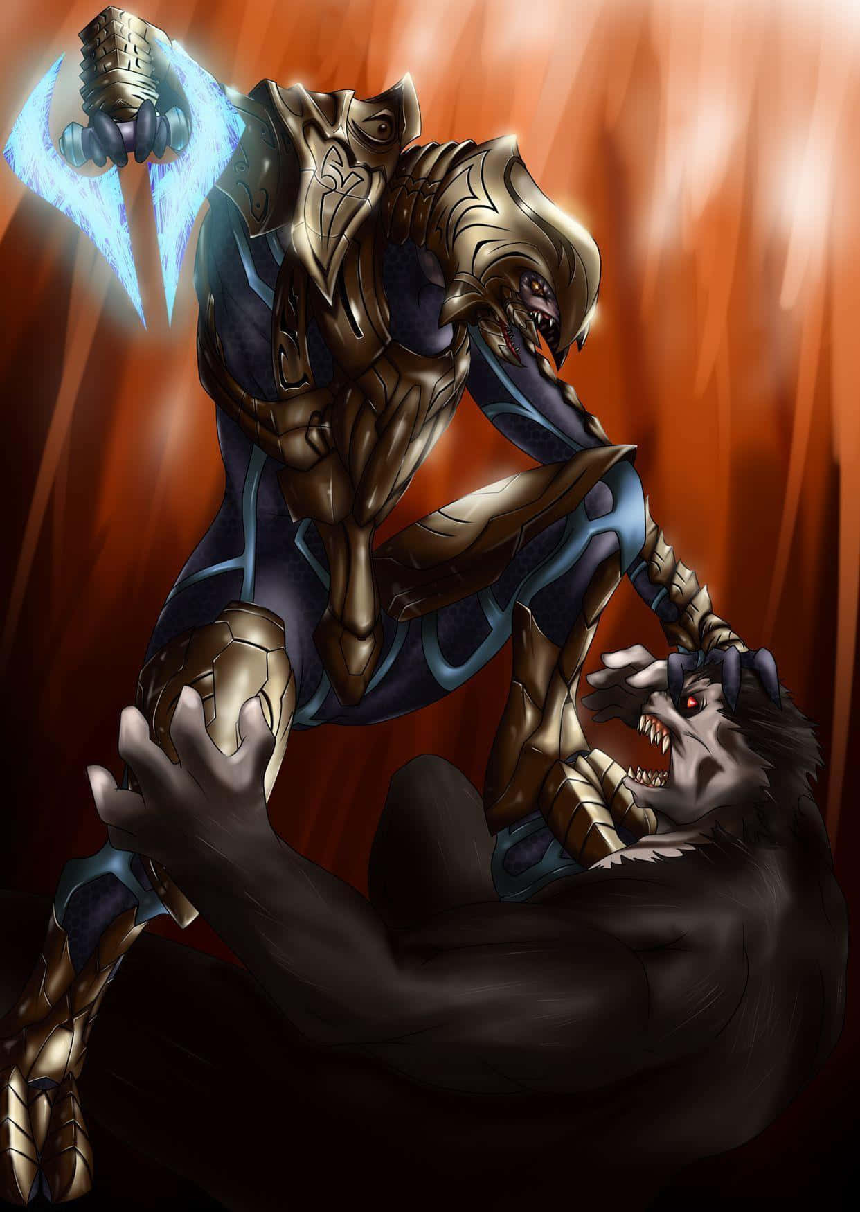 Download Arbiter, the Elite warrior from Halo, wielding an Energy Sword Wallpaper