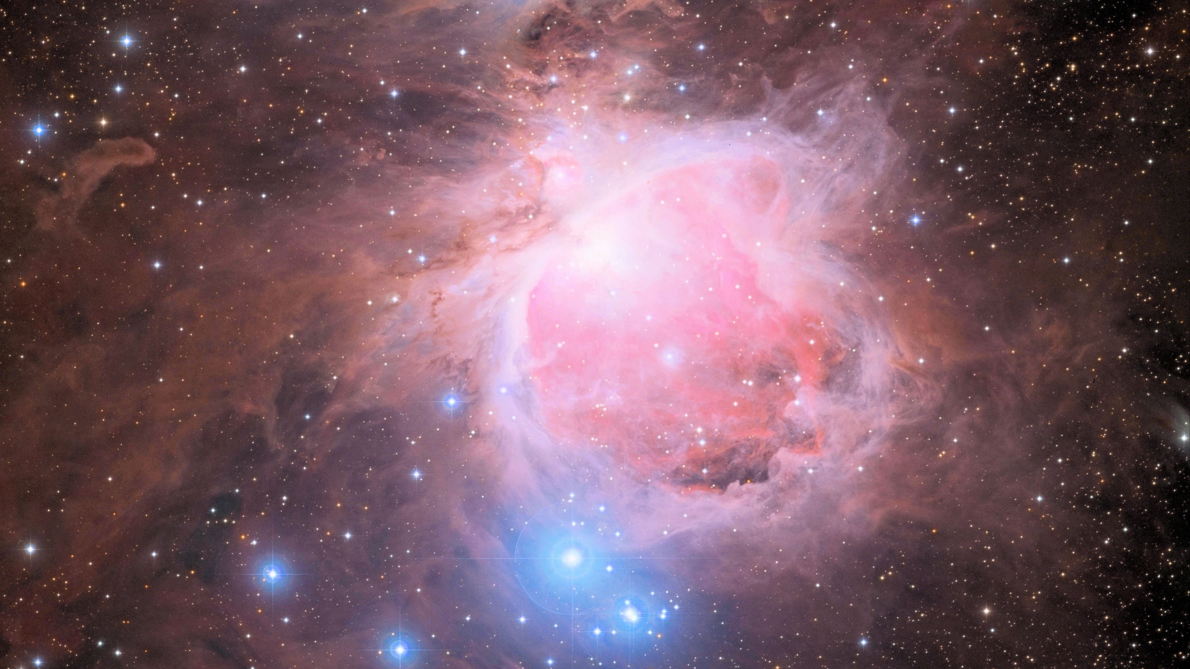 Orion Light Pink Nebula Stars Galaxy Space Sky Dark Background 4K HD Space Wallpaper