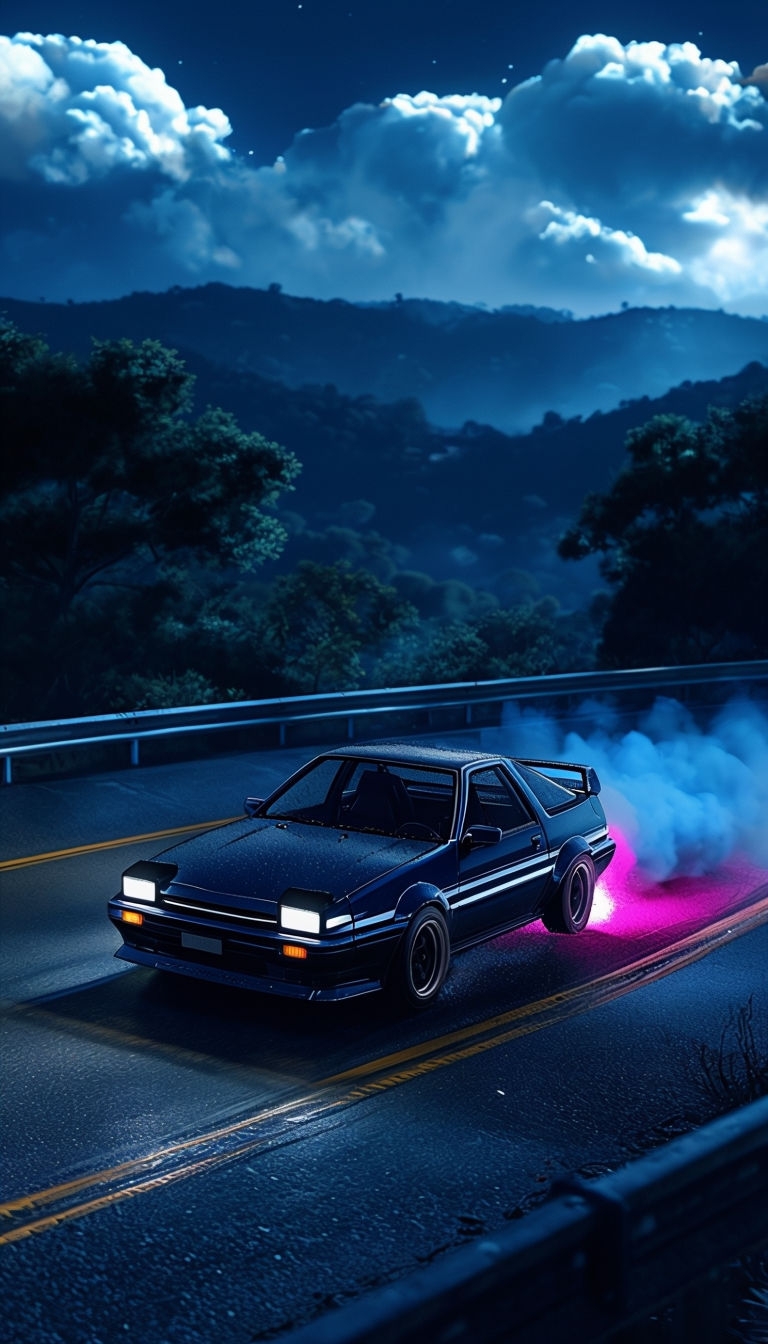 Free and customizeable an artful depiction of the classic toyota supra mk2 set against the vibrant canvas of a city at night