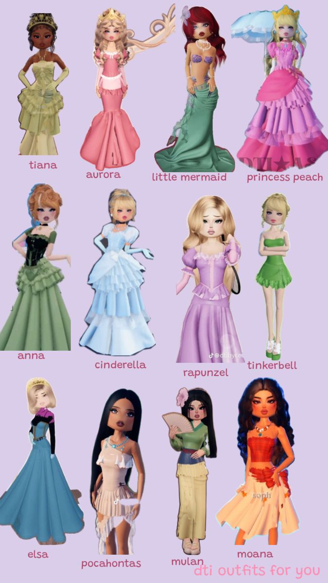 dti princesses. Aesthetic roblox royale high outfits, Dress to impress, Fashion dress up games