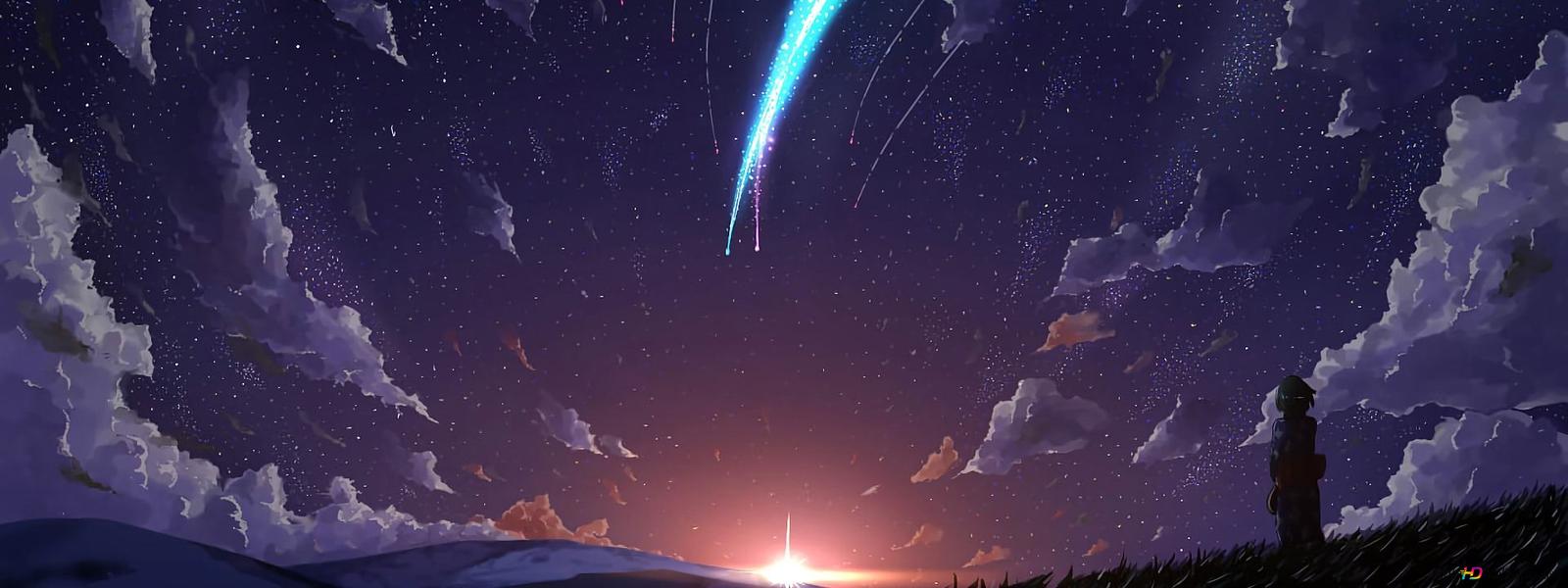Falling comet night of Your Name HD wallpaper download