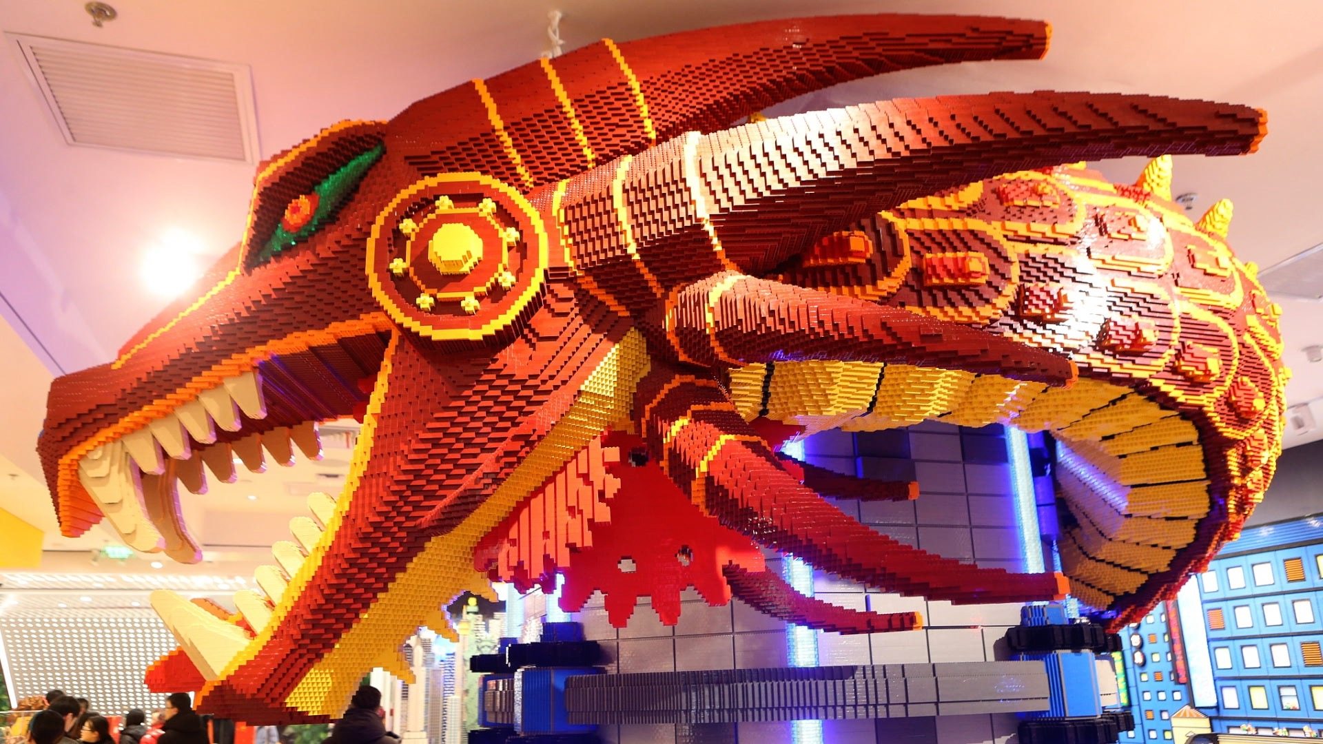 Meet the 'red dragon' in Shanghai Lego flagship store