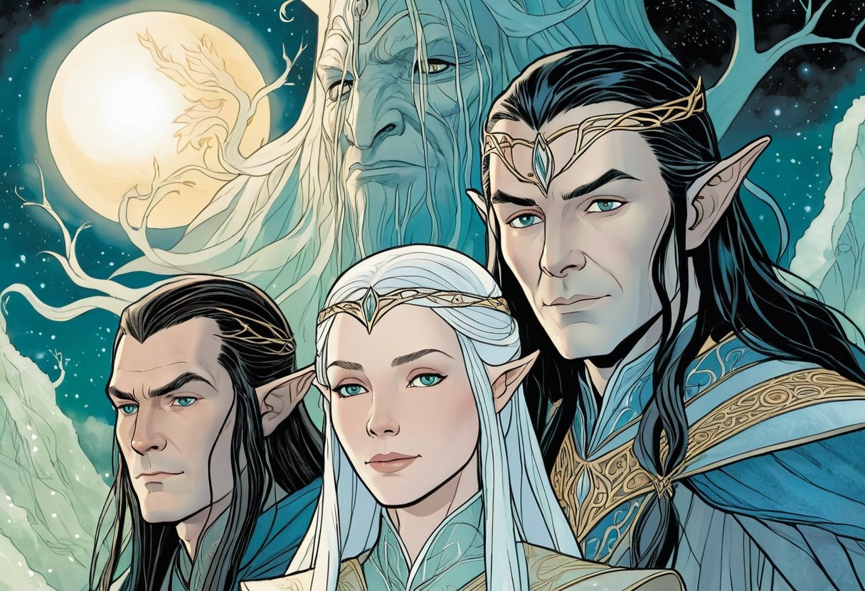 Elrond, Galadriel, and Lord Celeborn