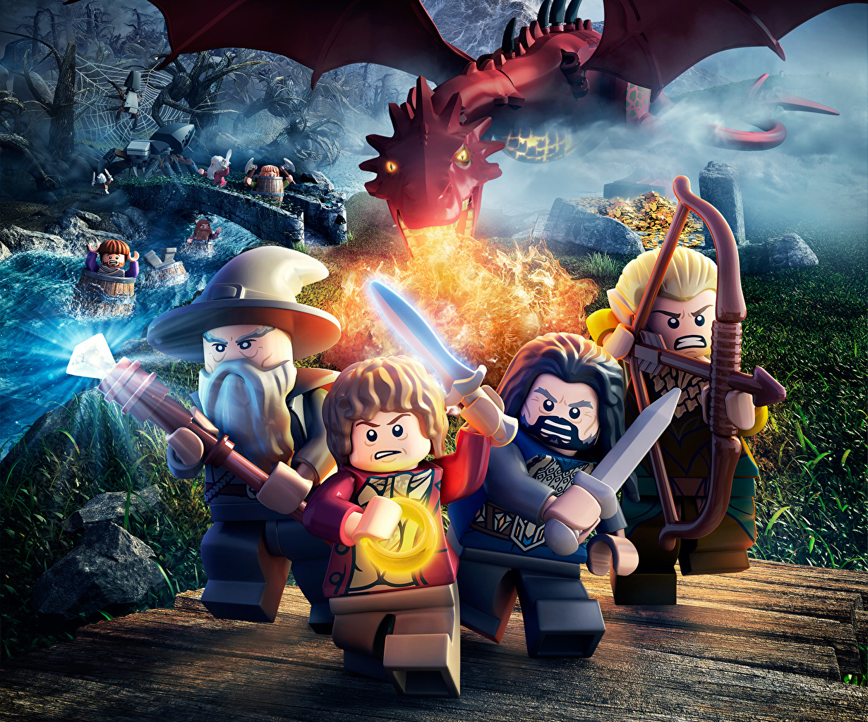 Desktop Wallpaper Swords Dragons LEGO: The Hobbit Bilbo Gandalf TT