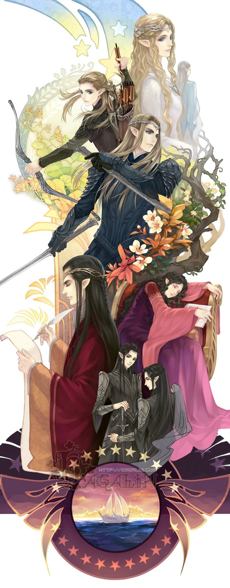 Arwen, Celeborn, Elladan, Elrohir