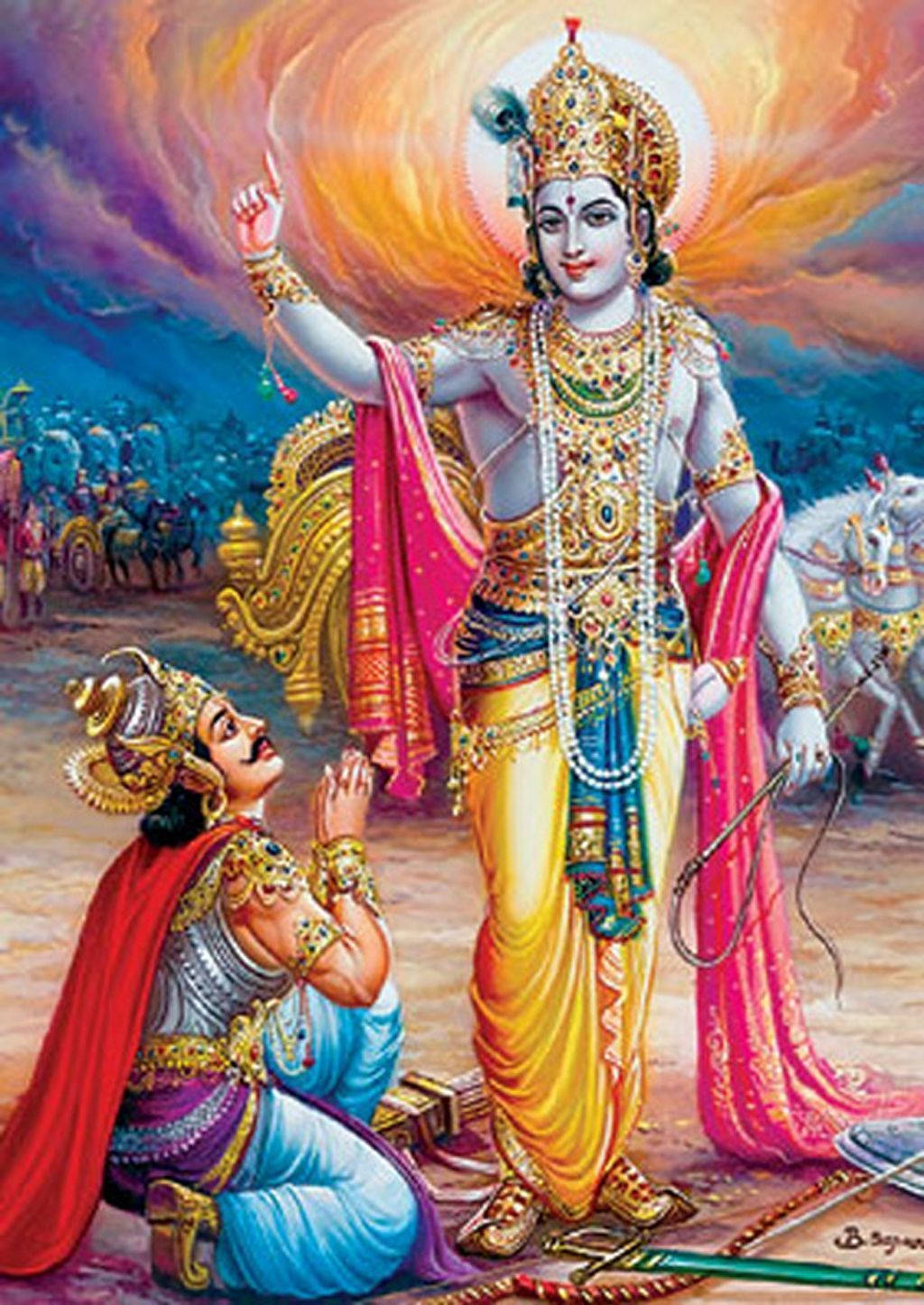 Download Bhagavad Gita Prince Arjuna And Lord Krishna Wallpaper
