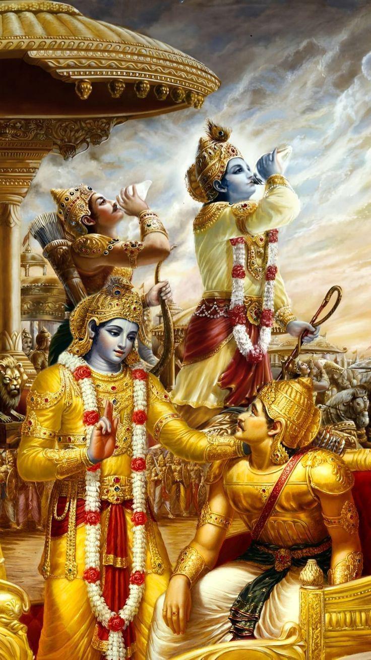 Arjuna And Shree Krishna during Sankhyanaad