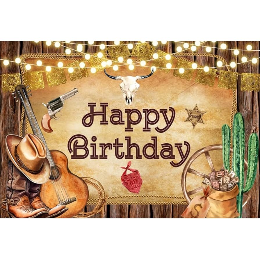 Amazon.com, Leowefowa 7x5ft Western Cowboy Happy Birthday Backdrop Rustic Farmhouse Wild West Photography Background Birthday Surprise Party Decoration Banner Studio Photo Booth Props