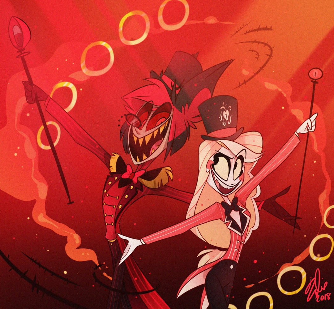 Alastor and Charlie performing. Original artist is VivziePop