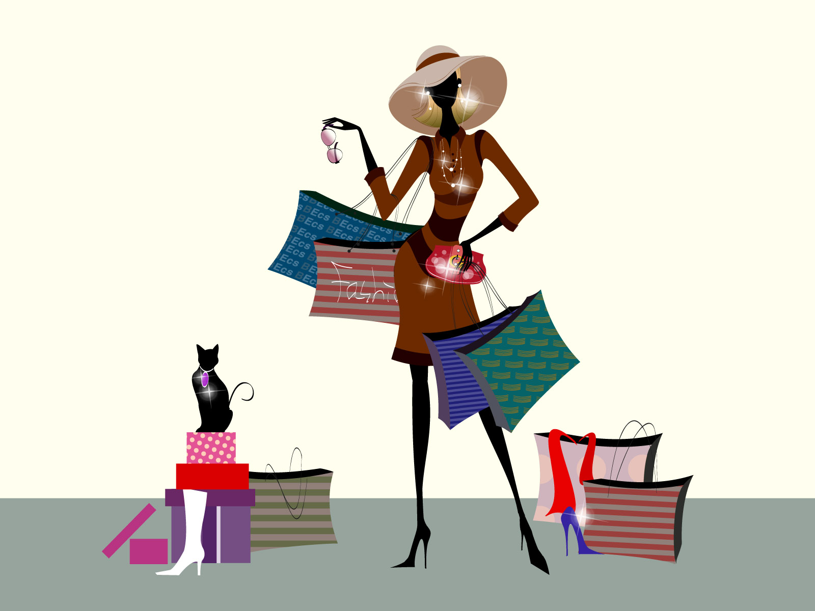 Cartoon Clothes Fashion Shopping