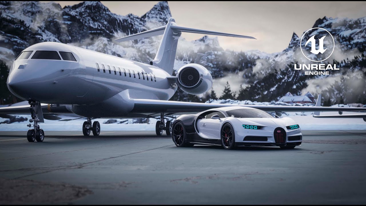 BUGATTI CHIRON: A Day at Engadin Airport. Unreal Engine 5