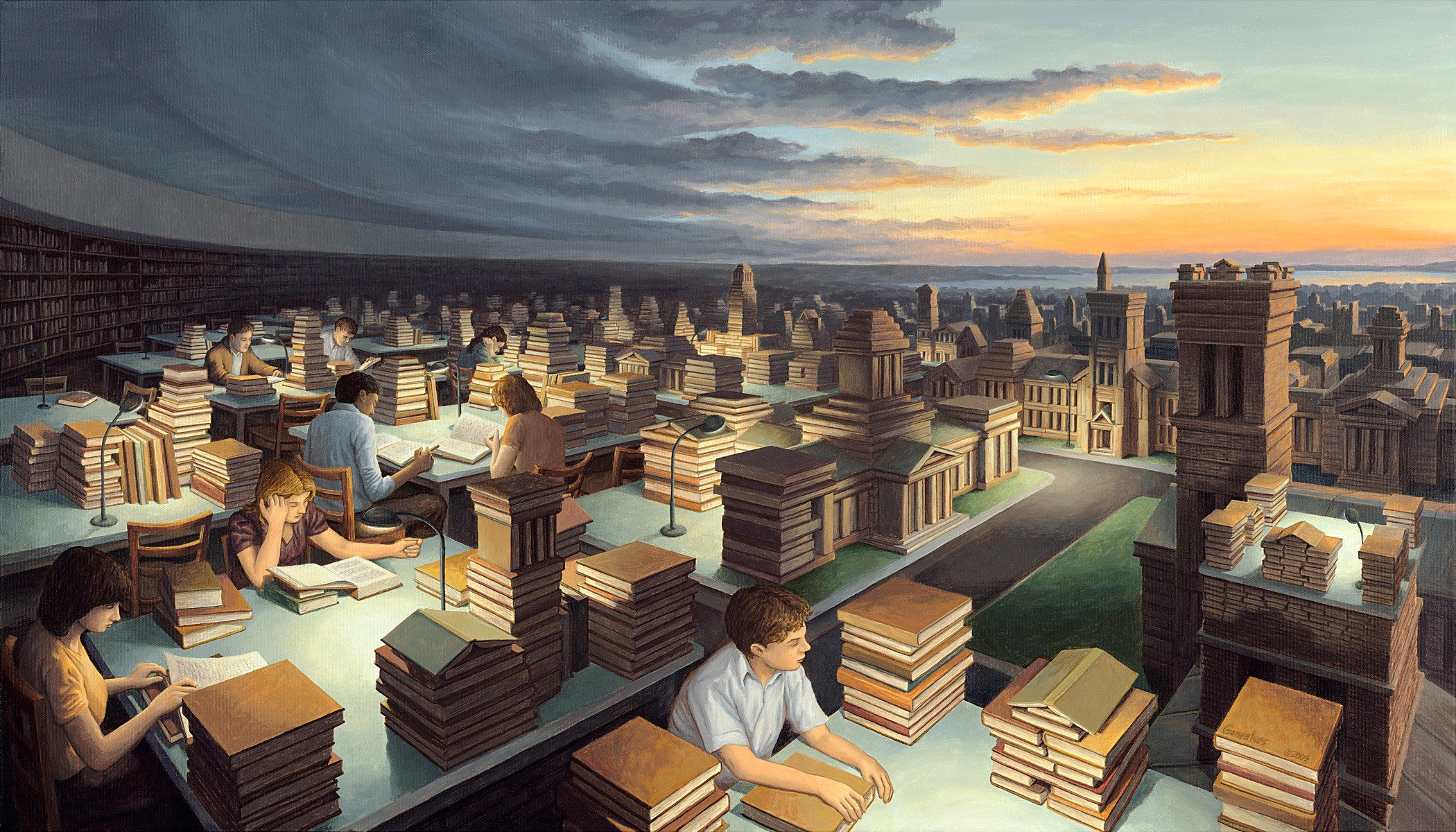 Rob Gonsalves Towers Of Knowledge Canvas Print Art Home Decor New Gift