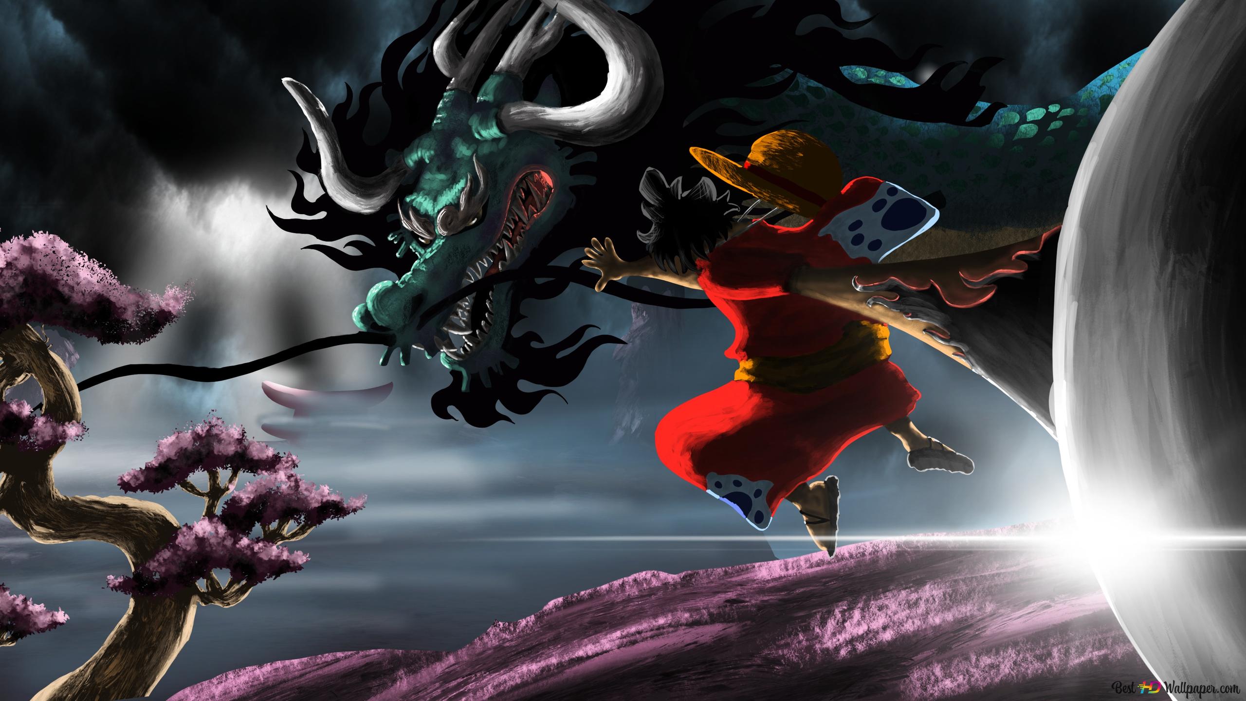 Luffy Vs Kaido 4K wallpaper download