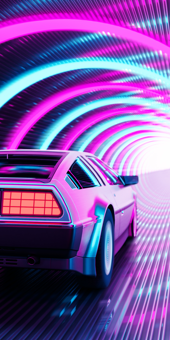 Phone wallpaper: Delorean Dmc 12 'Back To The Future', Artistic, Retro Wave, Car 1402442