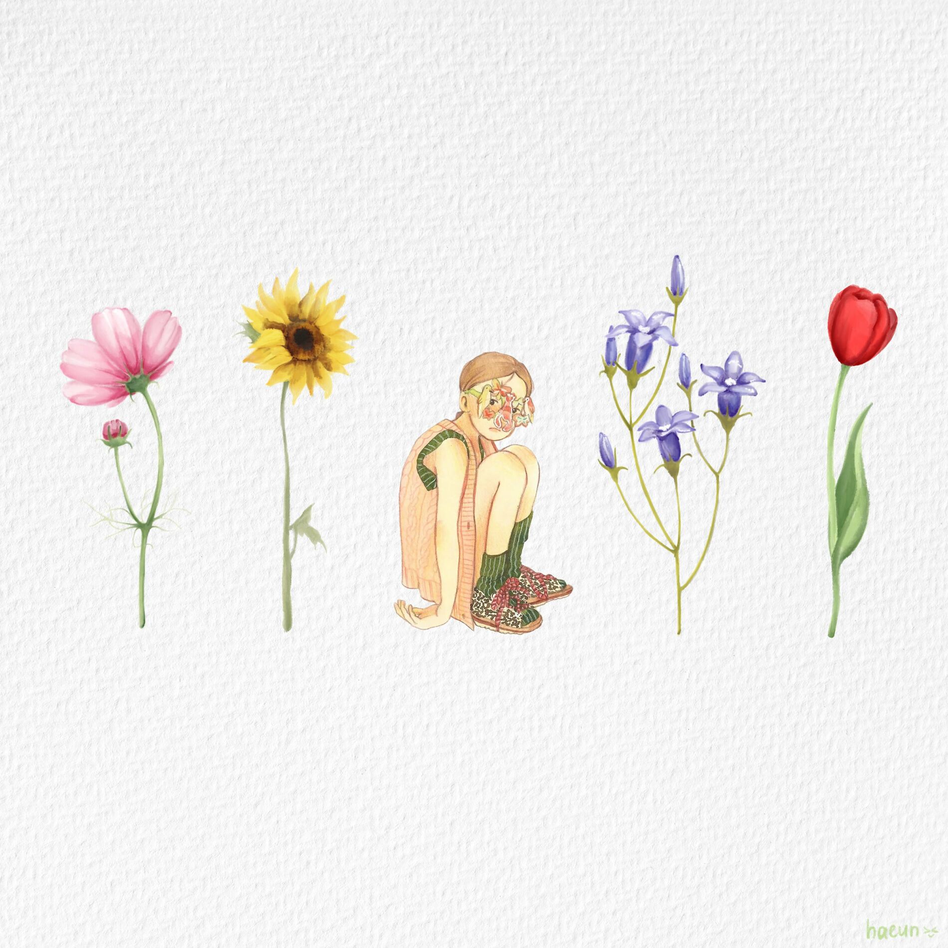 Yung Kai with wildflowers